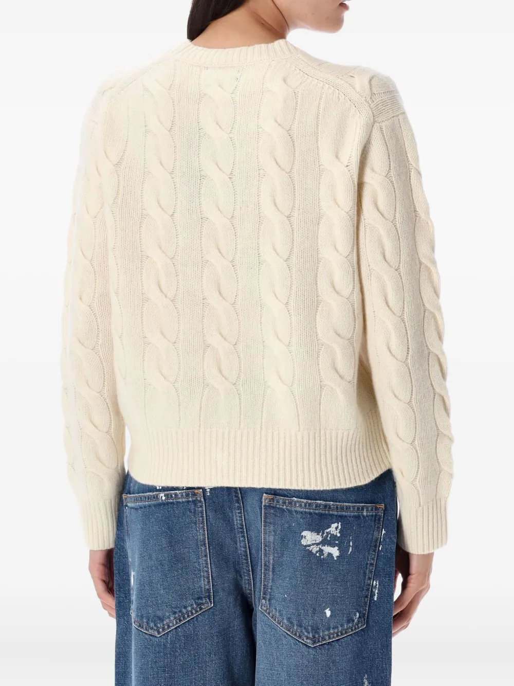 Polo Ralph Lauren embroidered-logo cable-knit sweater Wit