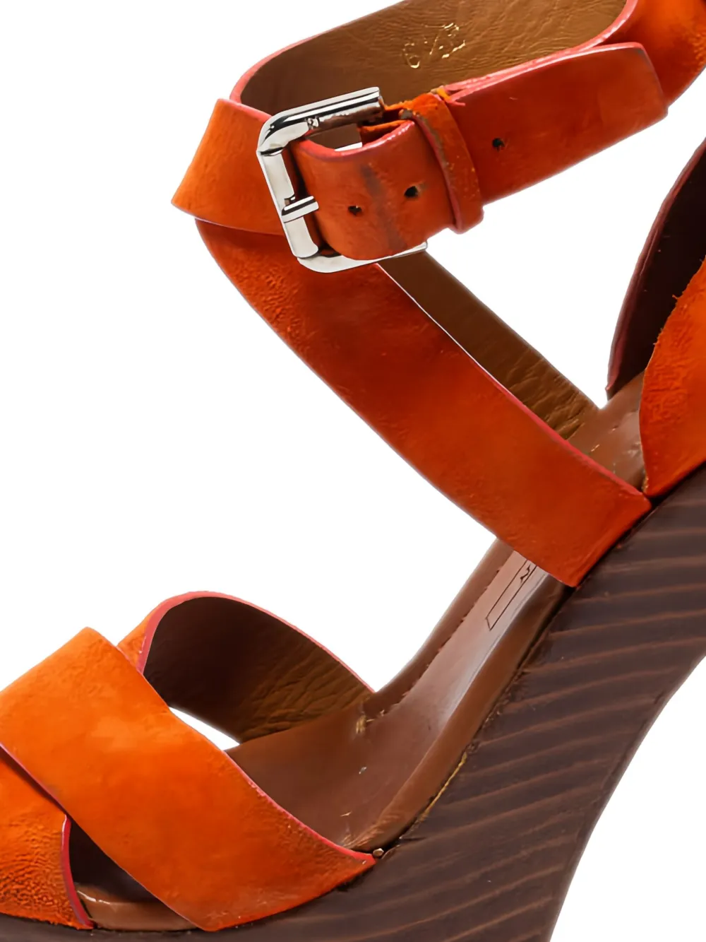 Ralph Lauren Vintage 125 mm suède sandalen met plateauzool - Oranje