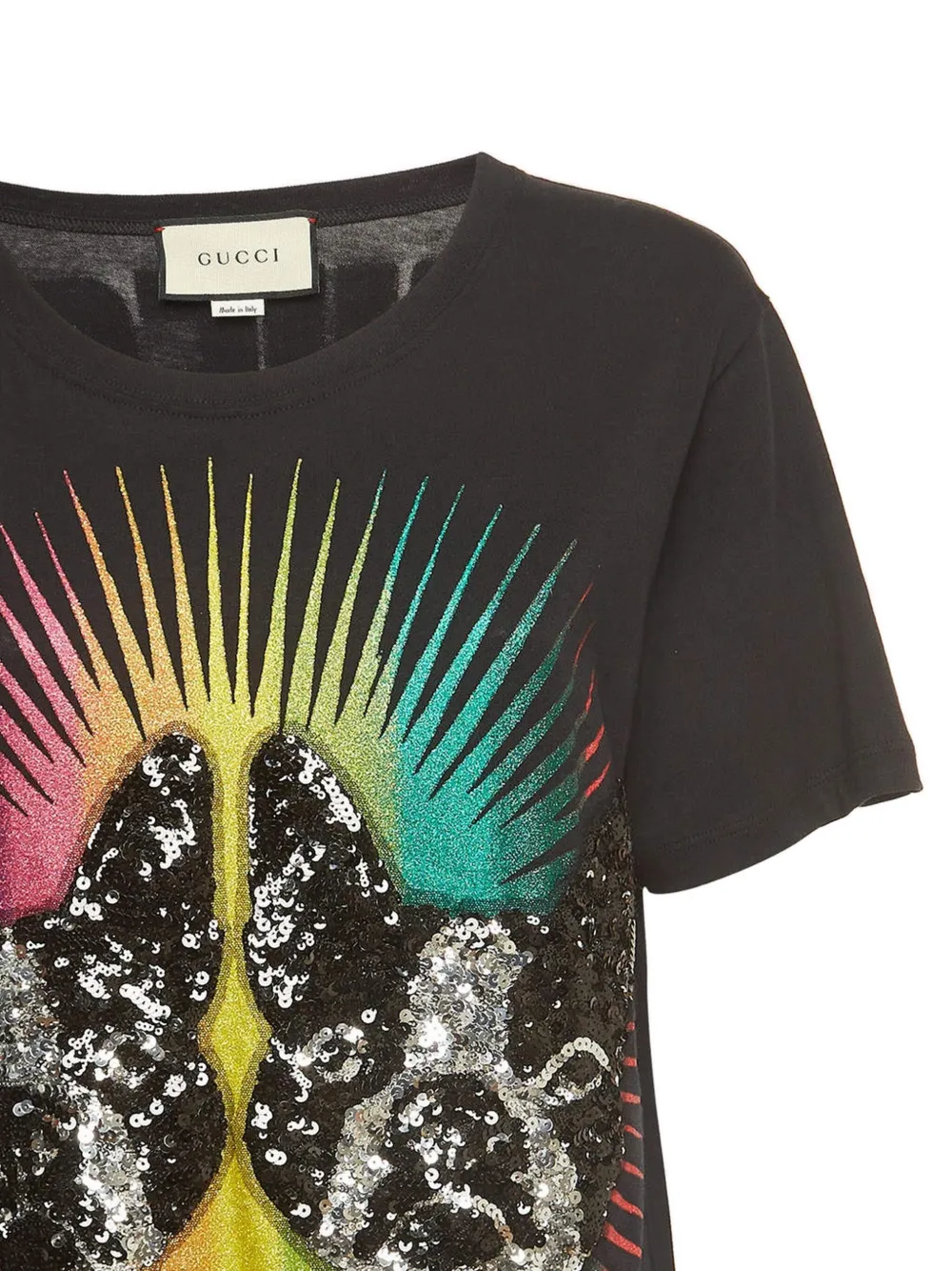Pre-owned Gucci Embellished-sequins Print T-shirt In Black