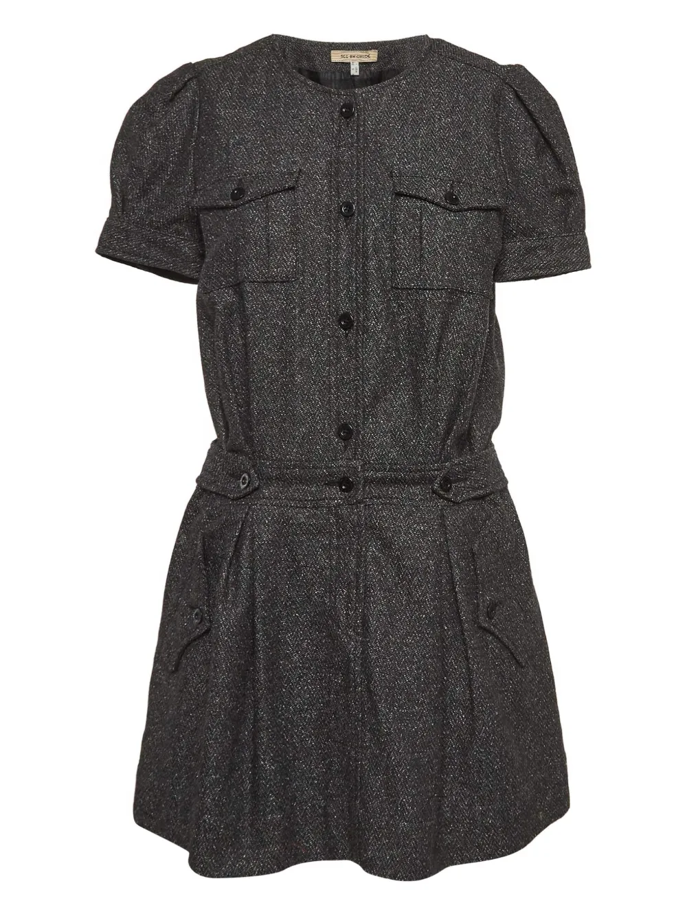Pre-owned See By Chloé Vintage 2024 Puff-sleeves Pockets Mini Dress In Black