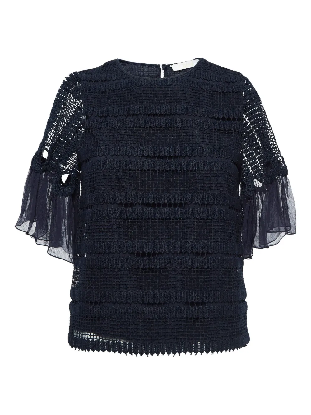 Pre-owned Chloé Crochet Bell-sleeve Top In Blue