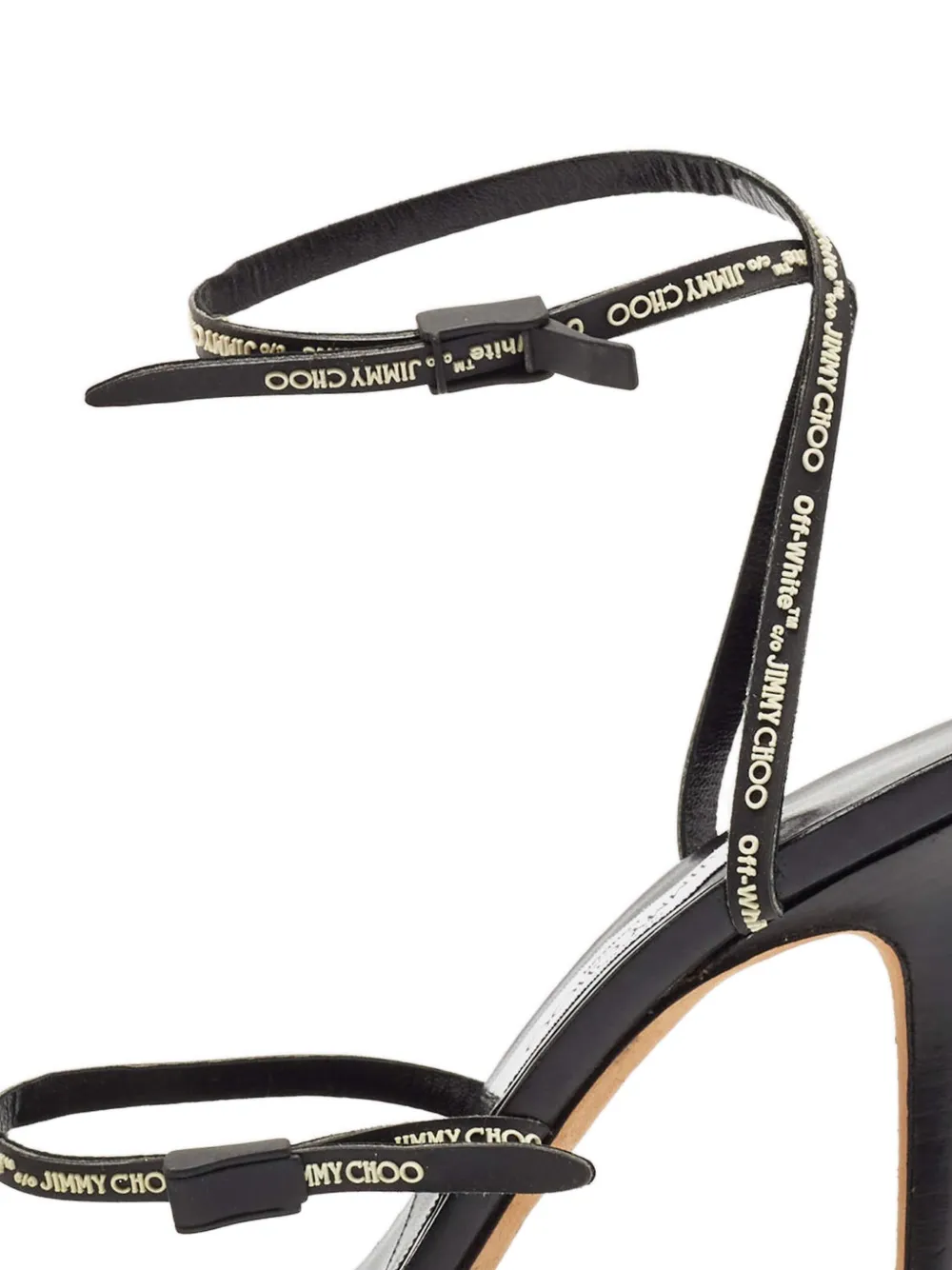 Jimmy Choo Pre-Owned 110 mm leren sandalen met logoband en hak - Zwart