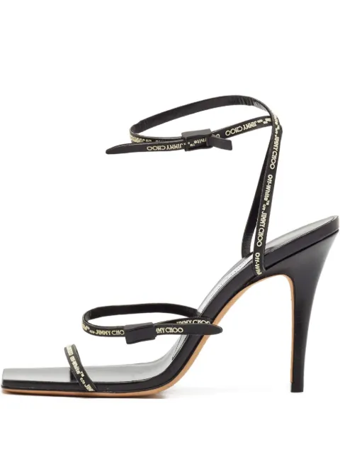 Jimmy Choo Pre-Owned 110mm leather logo-straps heeled sandals