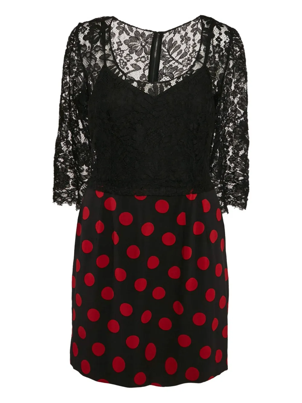 Dolce & Gabbana Pre-Owned polka-dot lace-panel mini dress - Black