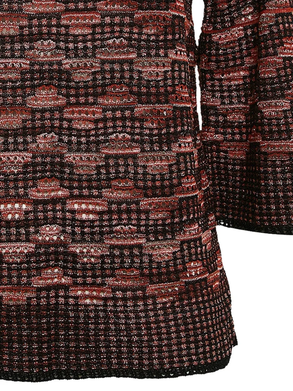 Pre-owned Missoni Lurex-knit Bell-sleeve Top In Brown