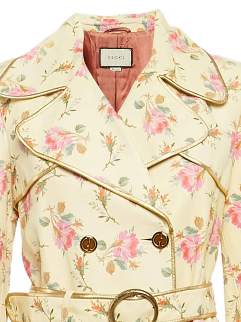 Gucci Pre-Owned Leren jas met bloemenprint - Geel