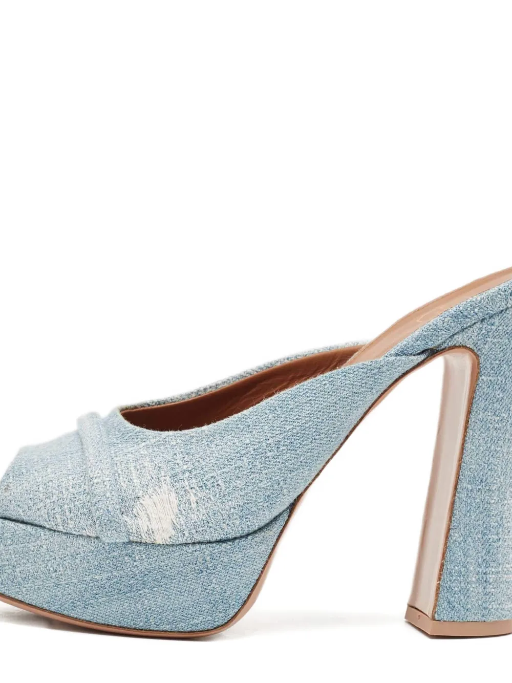 MALONE SOULIERS Pre-owned 135mm Denim Platform Mules In Blue