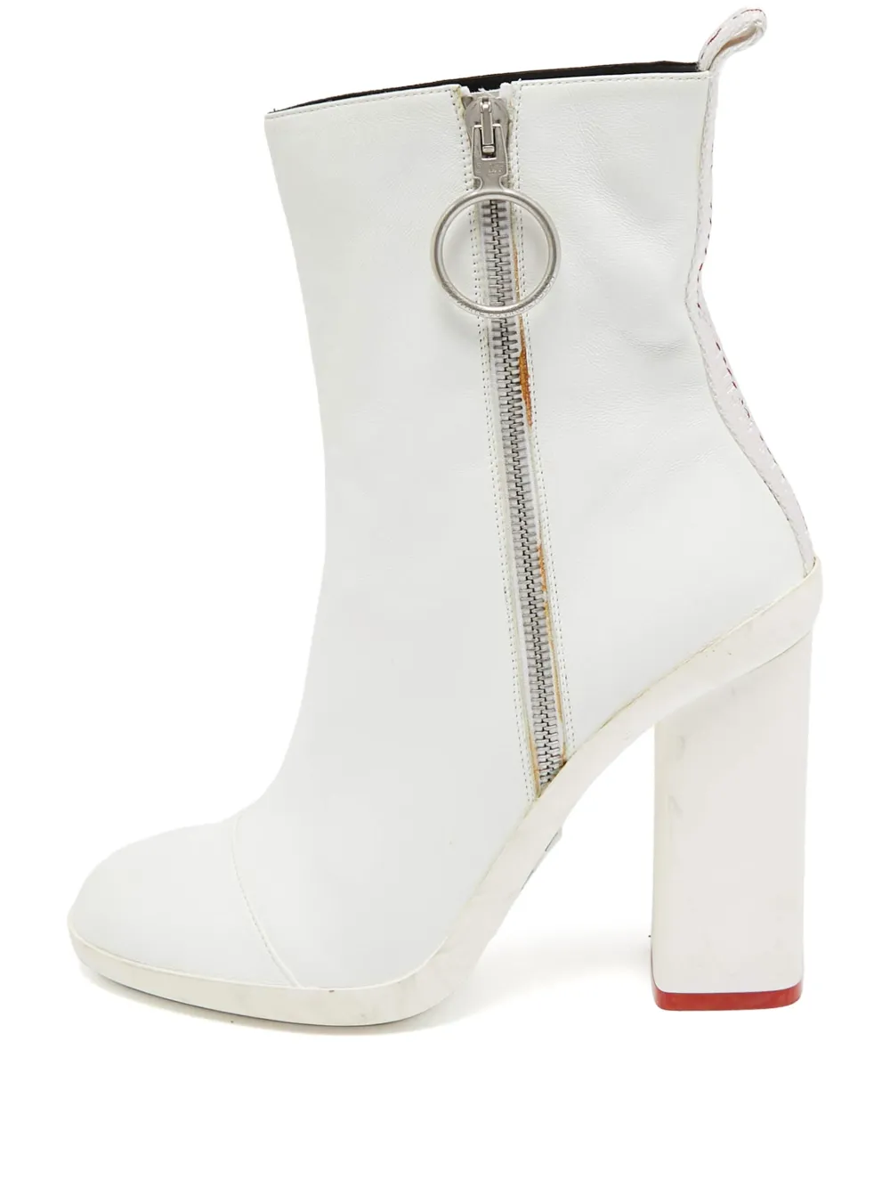 Pre-owned Off-white Leather Zip-up Boots In White