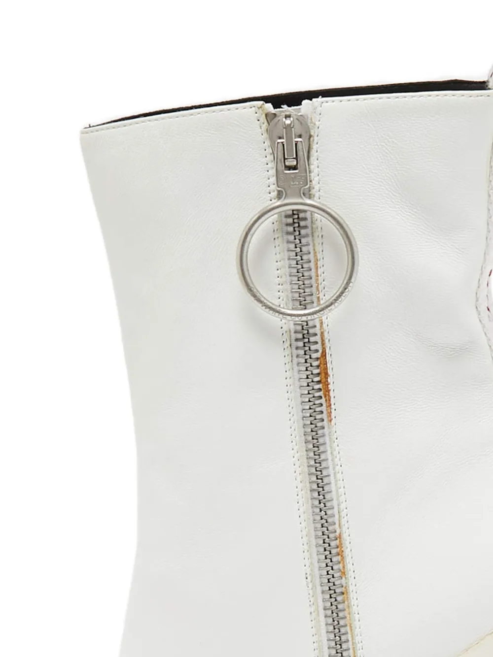 OFF-WHITE Pre-owned Leather Zip-up Boots In White