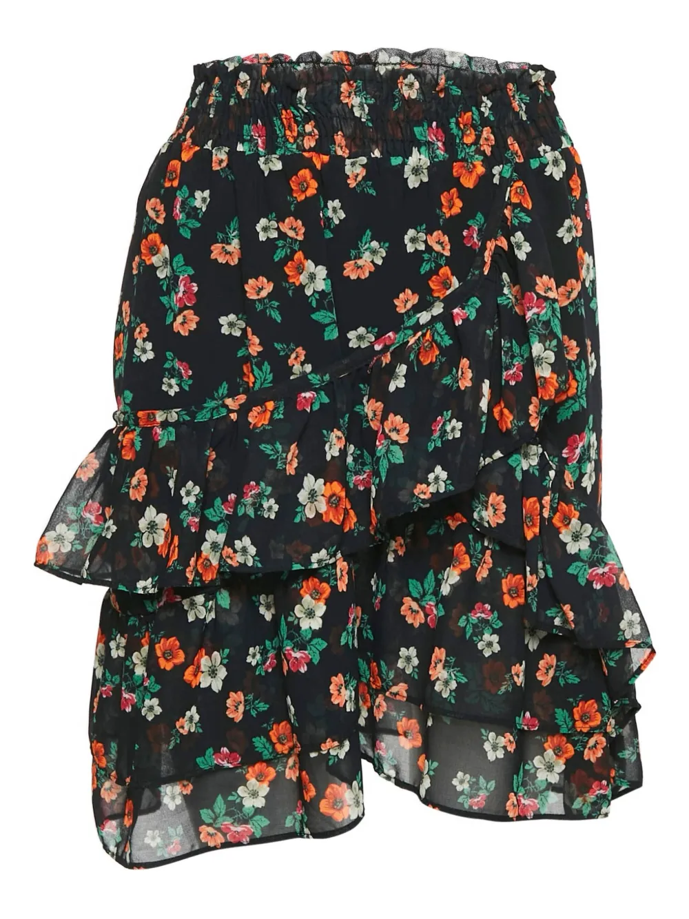 Maje floral-print ruffled skirt | Black | Image 1