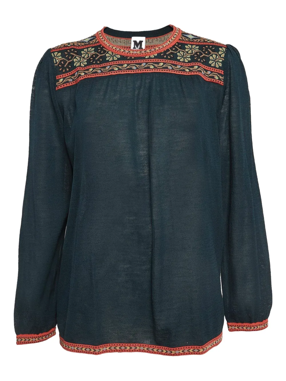 Missoni Pre-Owned floral-embroidered knit top | Blue | Image 1