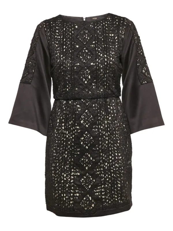Maje Embroidered Bell-sleeves Dress - Black Maje Embroidered Bell-sleeves Dress - Black