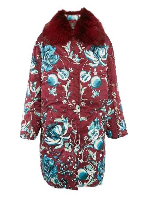 Roberto Cavalli Vintage floral fur-trim coat