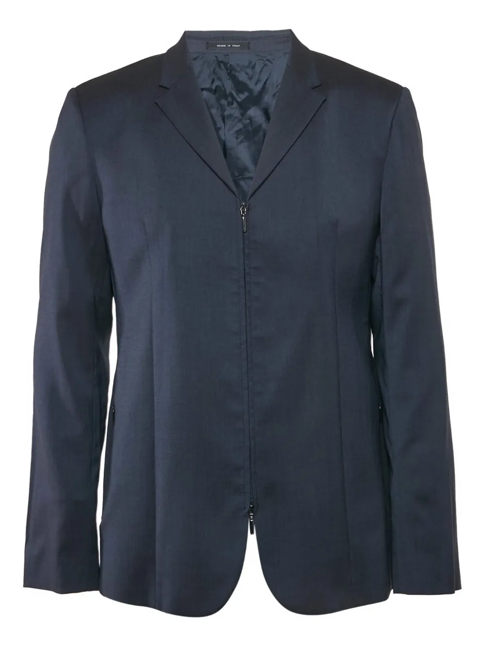 Pre-owned Emporio Armani Zip-front Wool Jacket In Blue