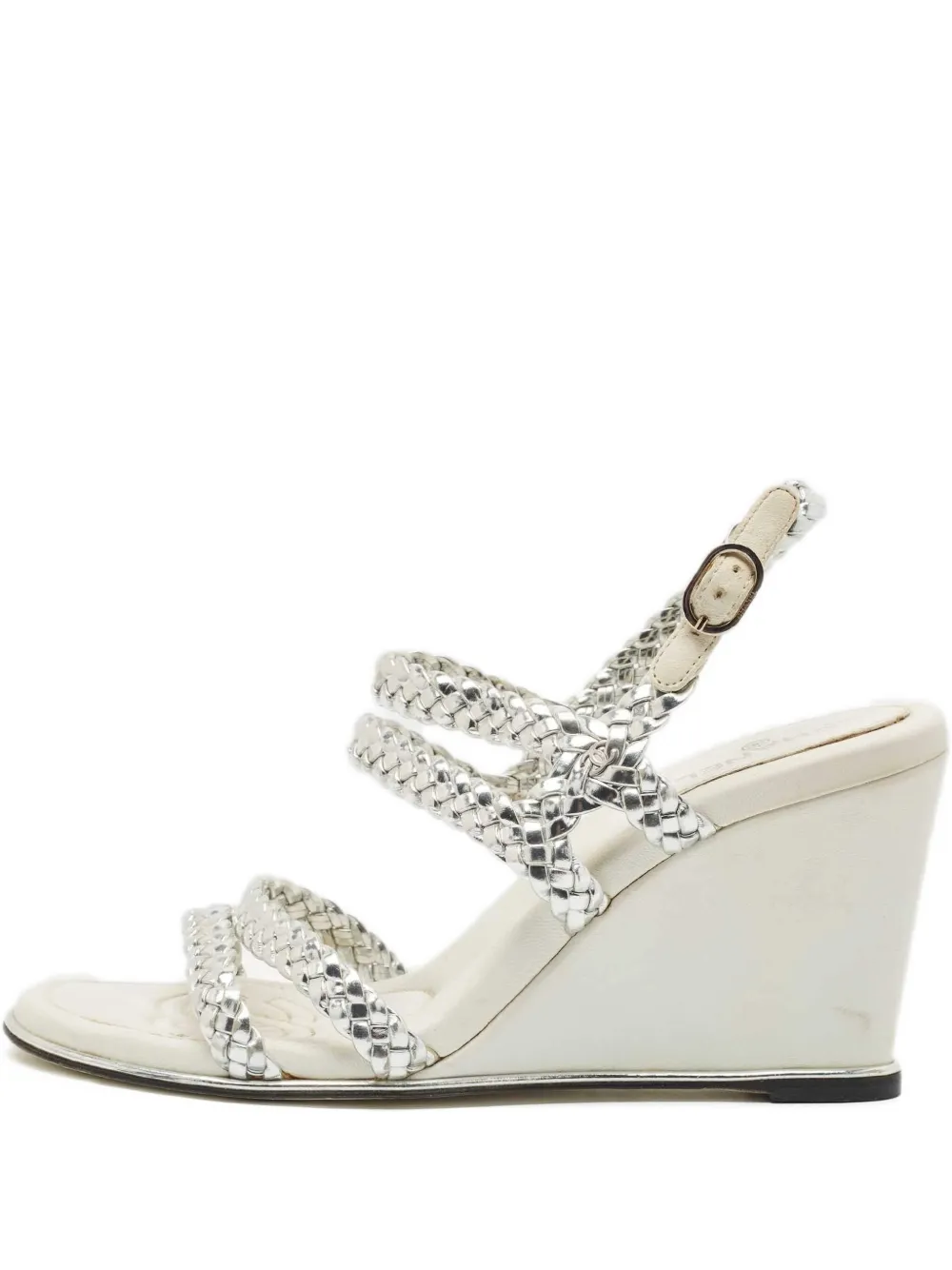 CHANEL Pre-Owned Wedge-Sandalen 80mm - Silber