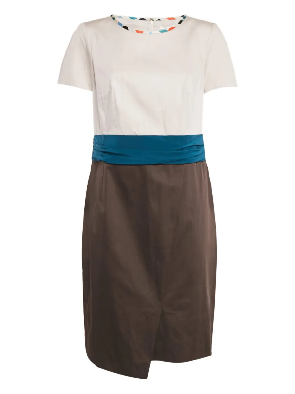 Pre-owned Paule Ka Colour-block Dress In White