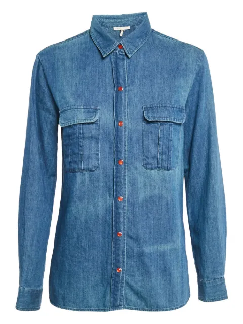 Maje camisa de mezclilla con bolsillos y solapa