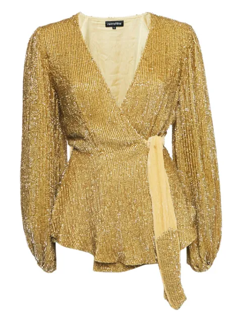 Retrofete sequin-embellished velvet top