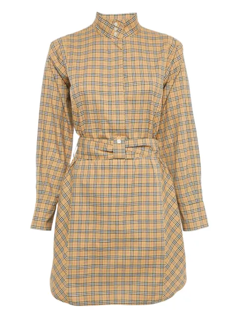 Burberry Pre-Owned vestido con motivo de cuadros y cinturón 2024