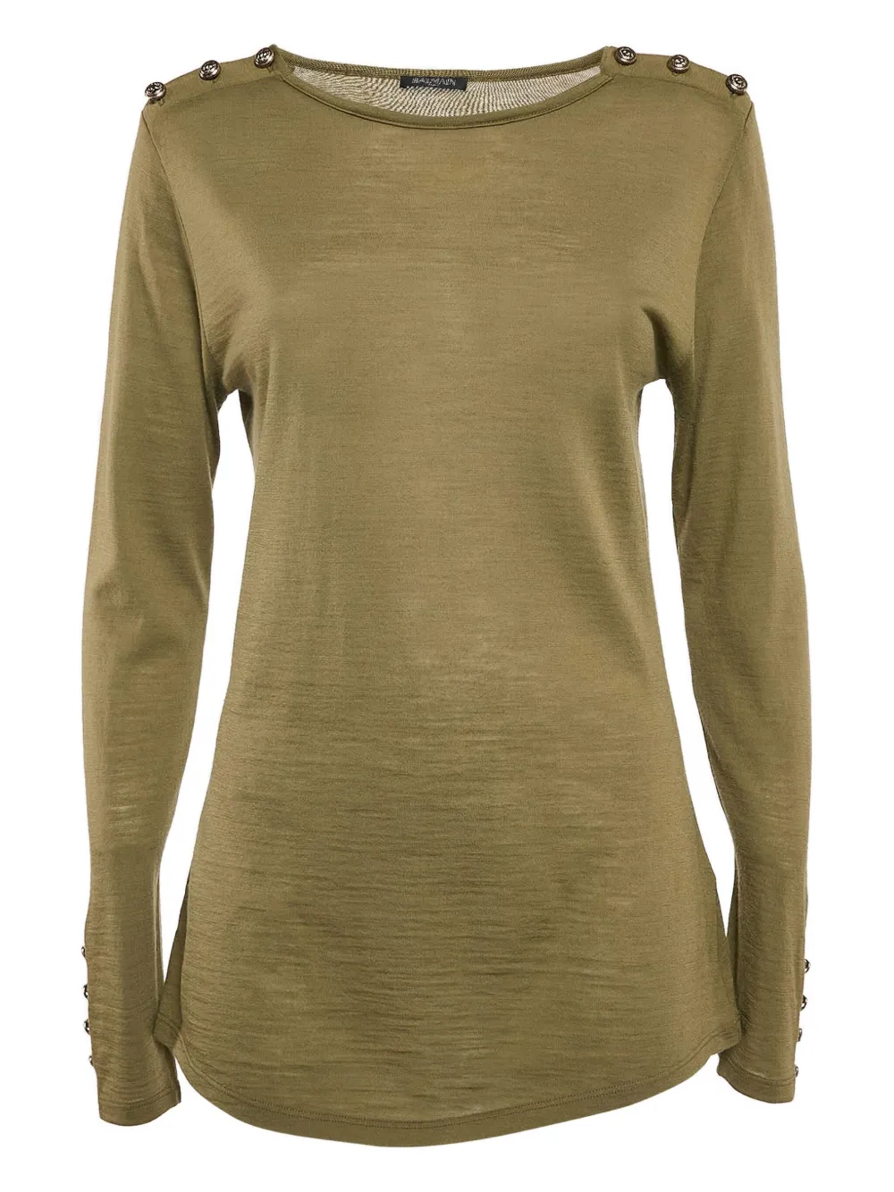 Pre-owned Balmain Button-detail Wool Top In Green