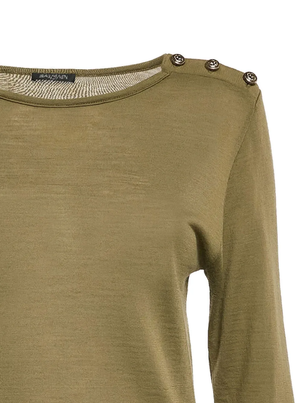 Pre-owned Balmain Button-detail Wool Top In Green