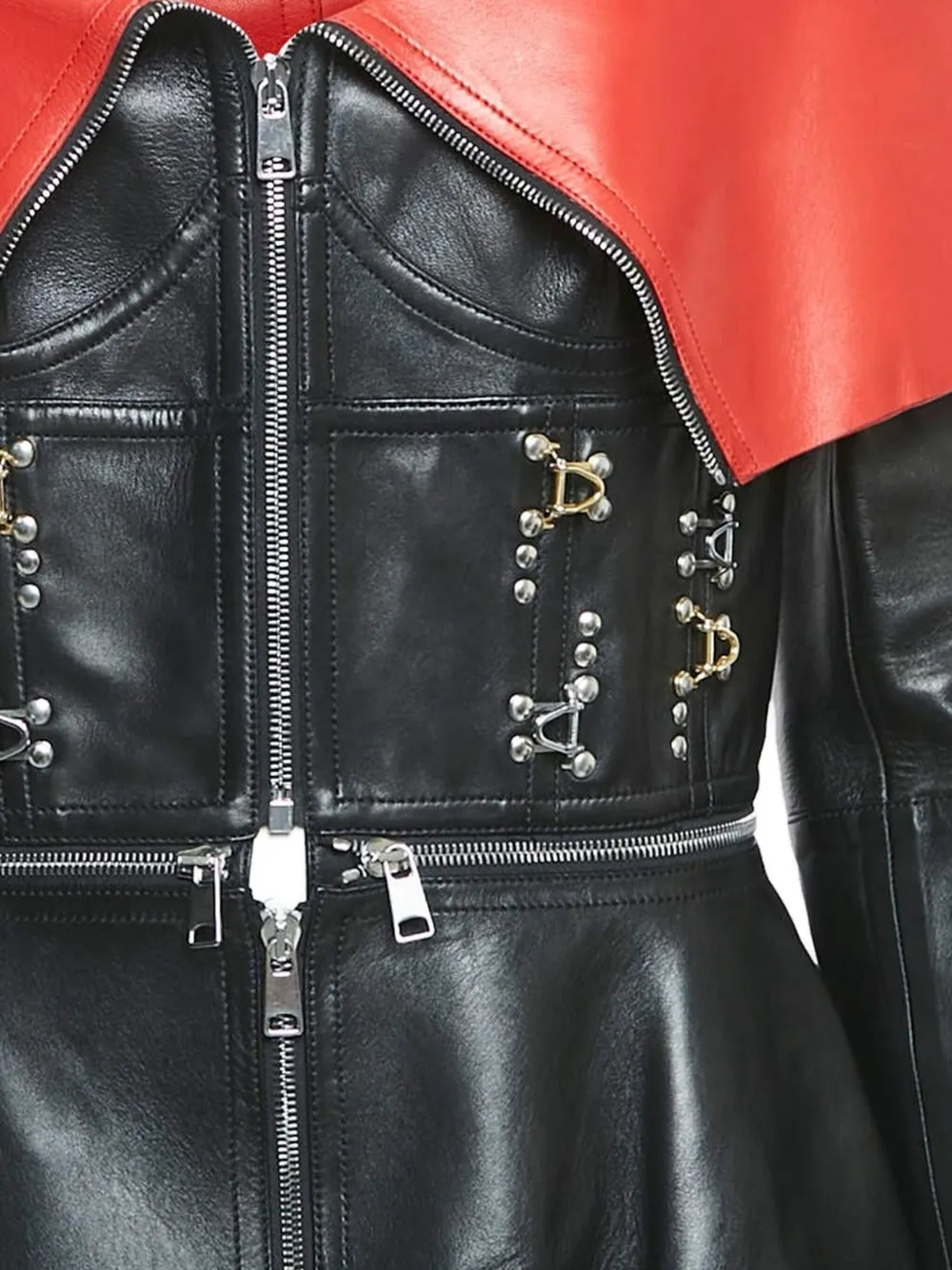 Pre-owned Alexander Mcqueen Off-shoulder Leather Jacket In Black