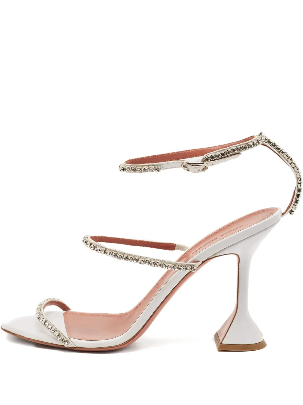 Amina Muaddi Sandali Gilda con cristalli - Bianco