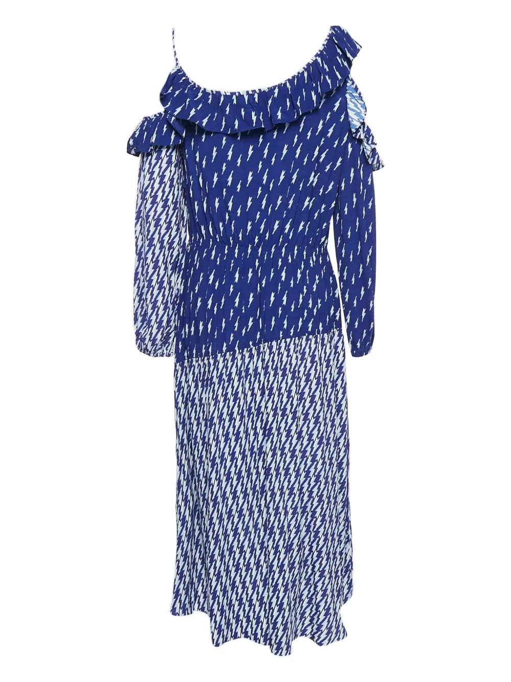 Pre-owned Sandro Lightning Ruffle Dress In Blue