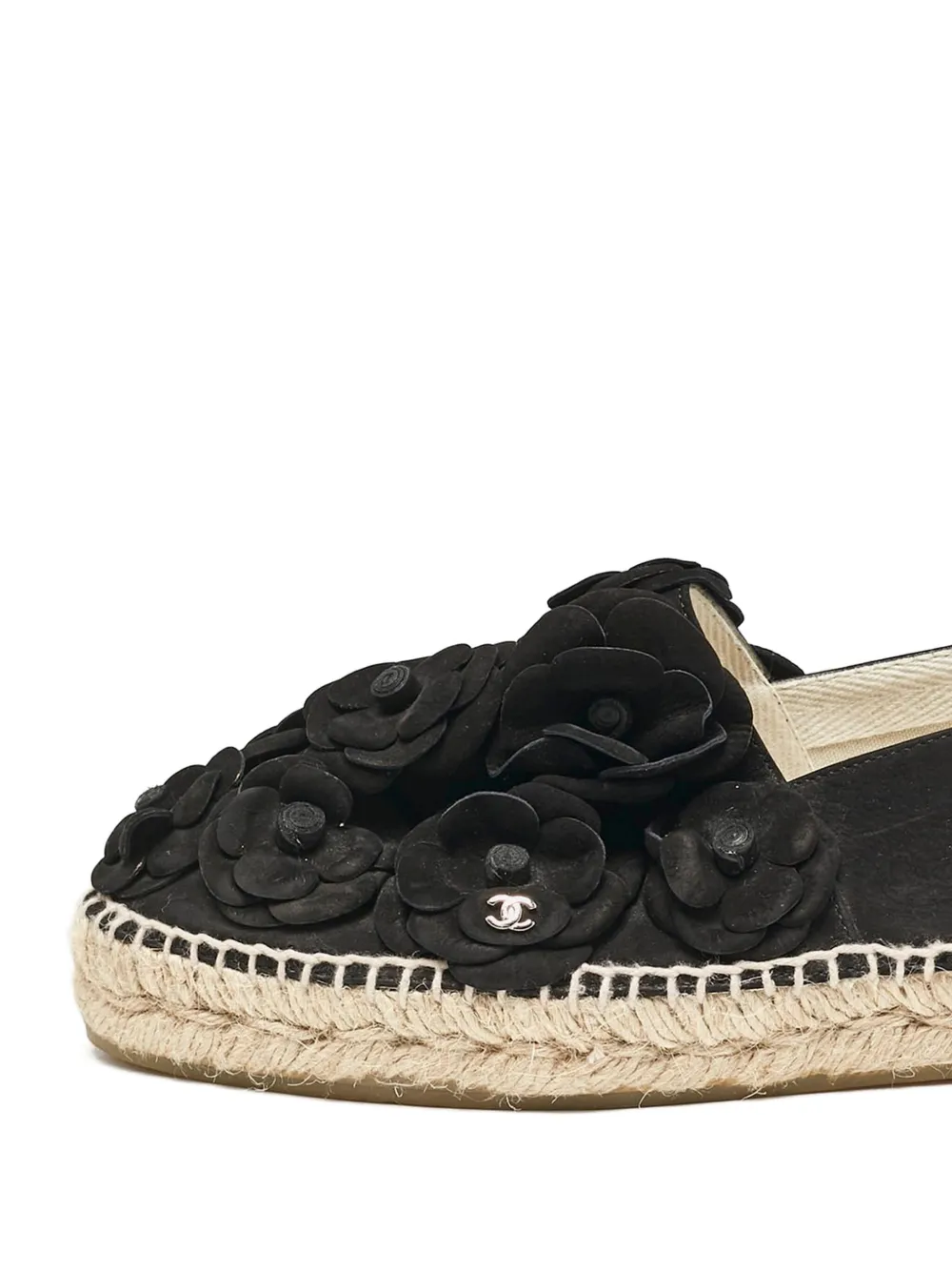 CHANEL Pre-Owned 2024 espadrilles met camelia-applicatie - Zwart