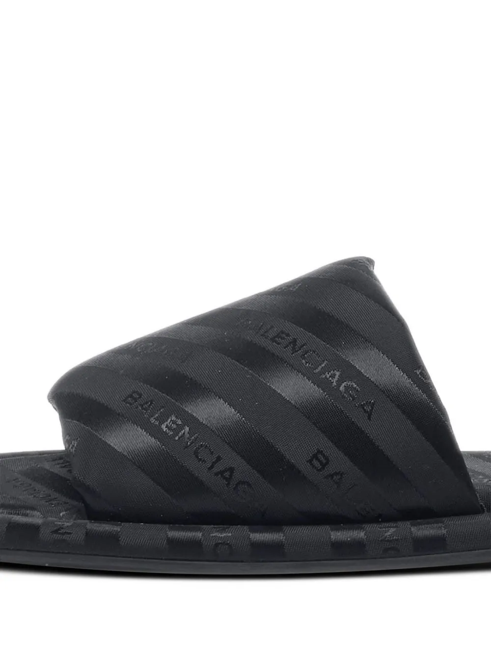 Balenciaga Pre-Owned Slippers met logostreep - Zwart