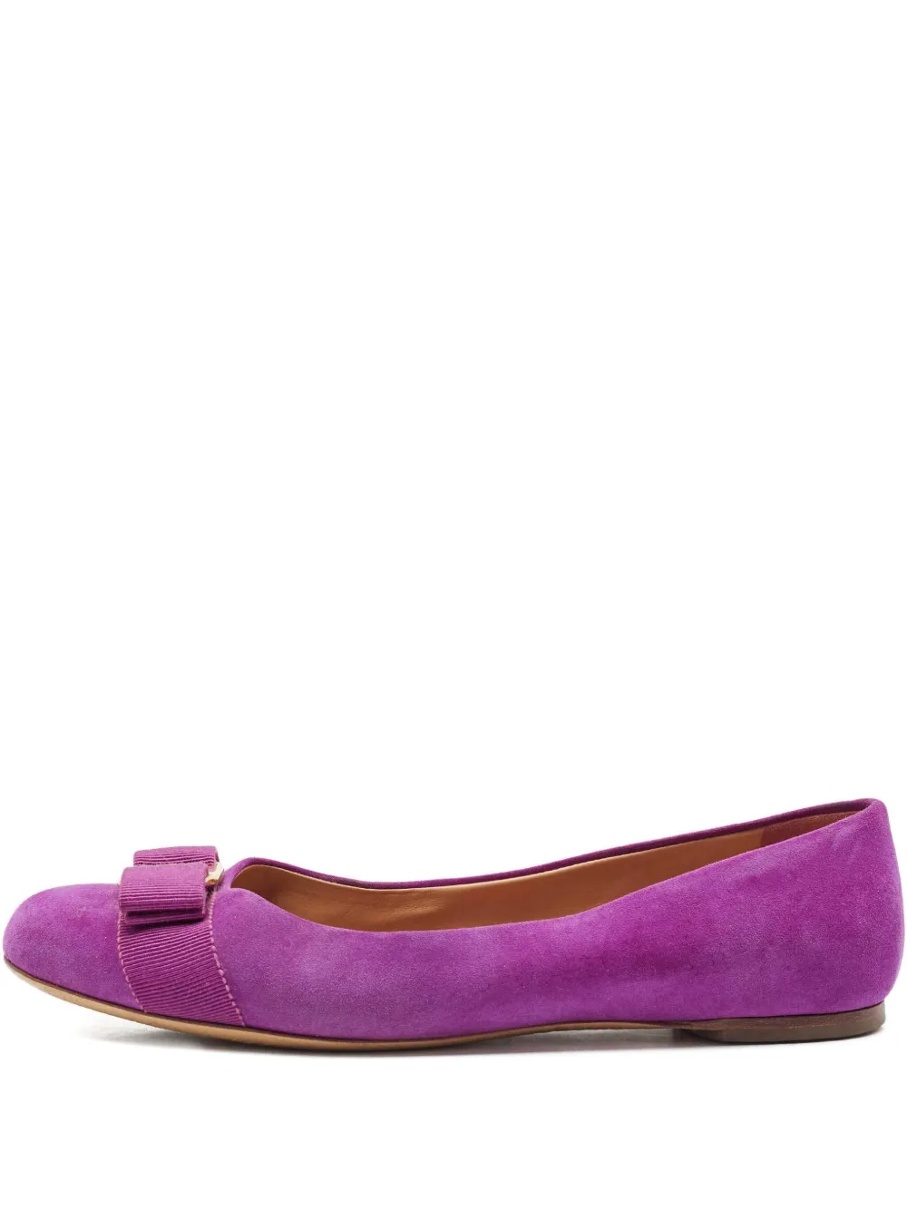 Ferragamo Pre-Owned bow-embellished suede flats | Purple | Image 1