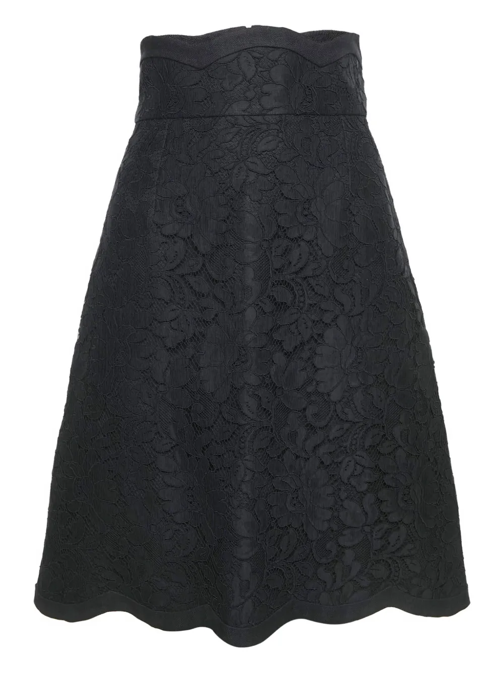 Dolce & Gabbana Pre-Owned scallop-hem floral-lace skirt | Black | Image 1