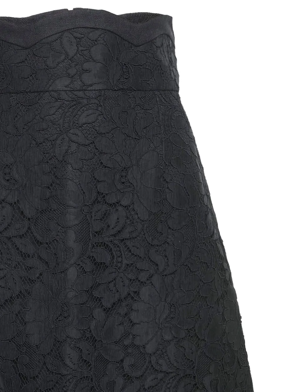 Dolce & Gabbana Pre-Owned Rok met gewelfde afwerking en bloemenkant - Zwart