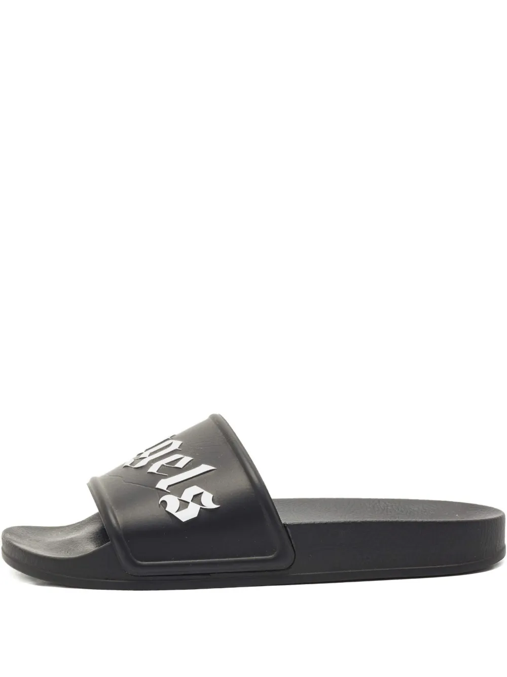 Pre-owned Palm Angels Logo-embossed Slides In Black
