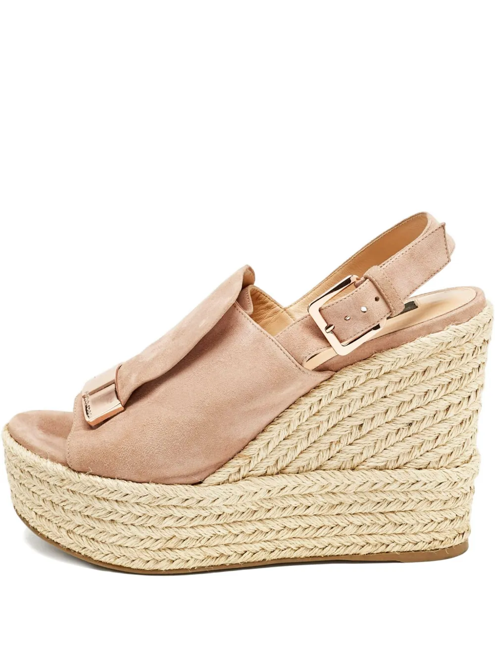 Pre-owned Sergio Rossi Vintage Suede Platform Wedge Sandals In Pink