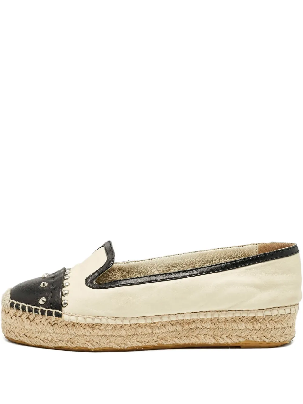 Click to view more detailed imagery on our partner's website Pre-owned Alexander Mcqueen Leather Studded Espadrilles In Neutral