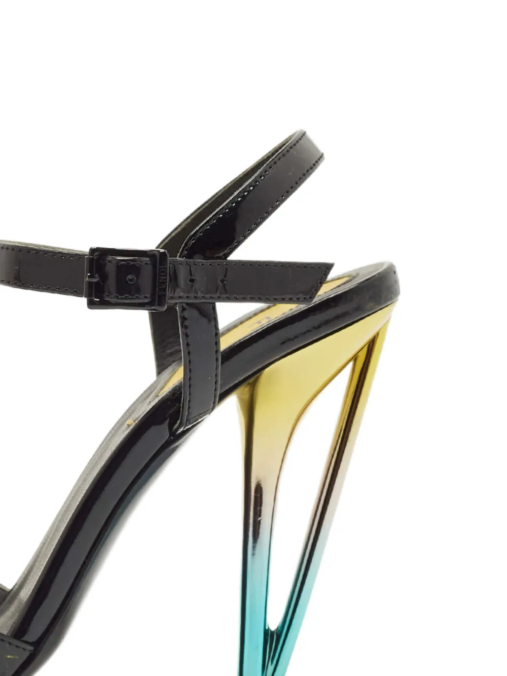 Fendi Pre-Owned 110 mm leren sandalen met sculpturale hak en gesp - Zwart