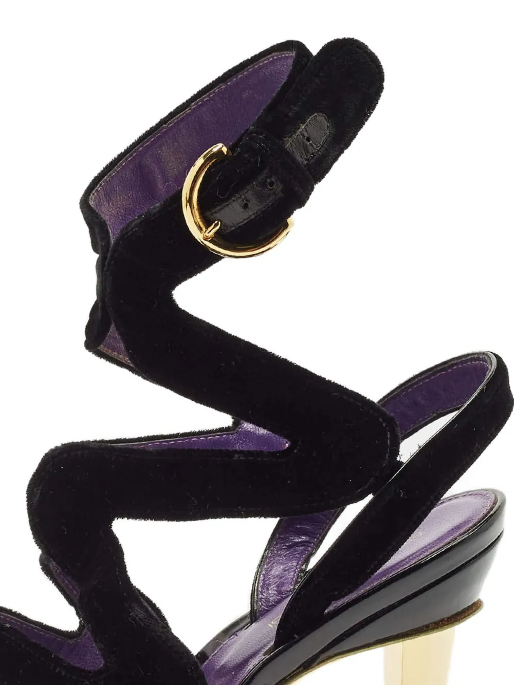 Sergio Rossi Vintage Pre-owned 100 mm Wave fluwelen sandalen - Zwart