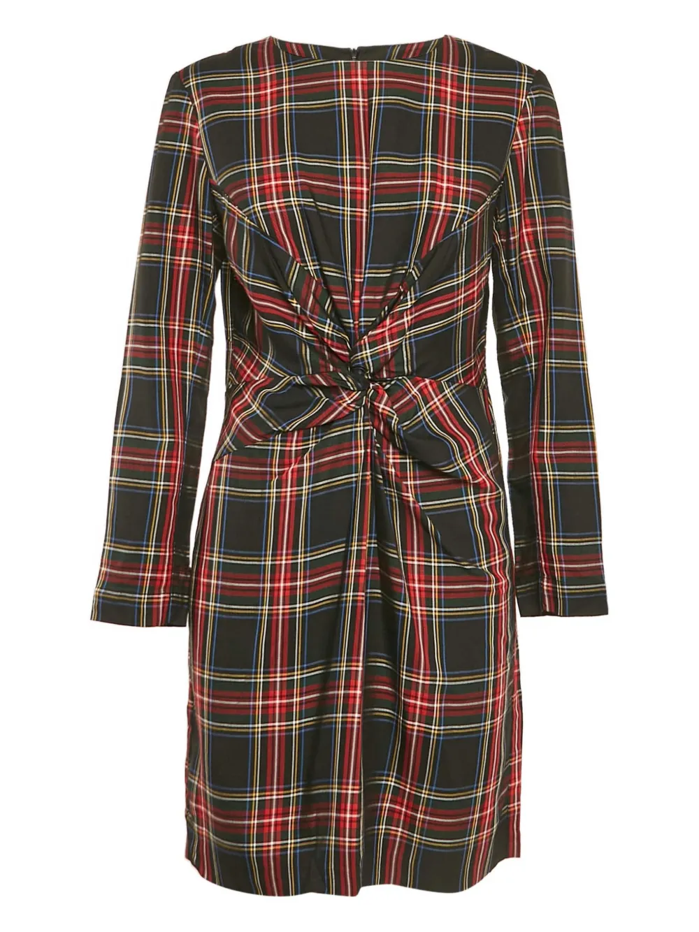 Pre-owned Maje Plaid-pattern Twist-detail Dress In Black