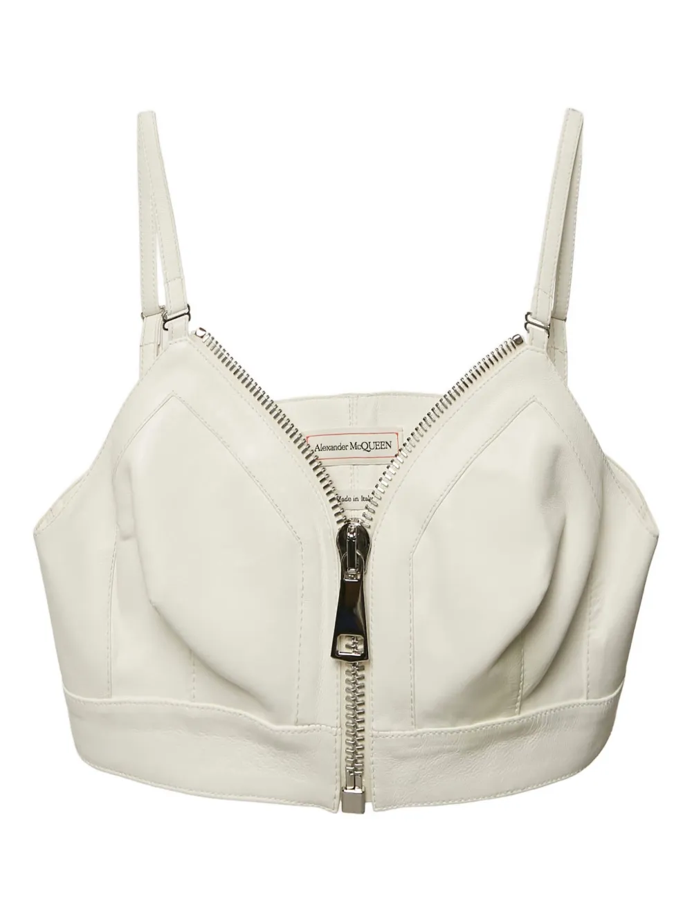 Alexander McQueen Pre-Owned leather zip top | Neutrals | Image 1