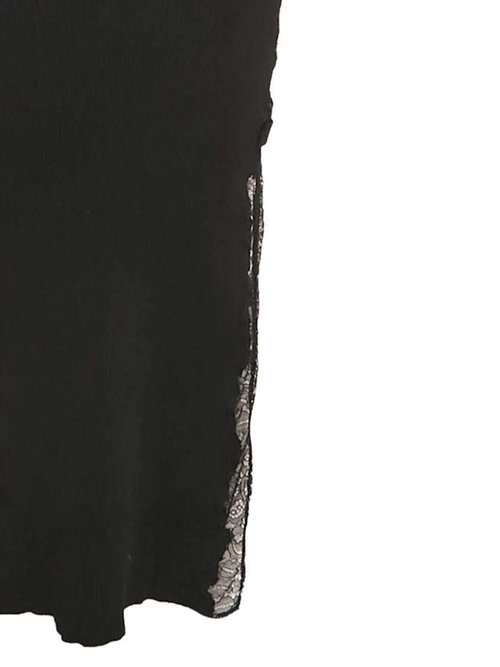 Self-Portrait Midi-jurk met lange mouwen en kanten vlak - Zwart