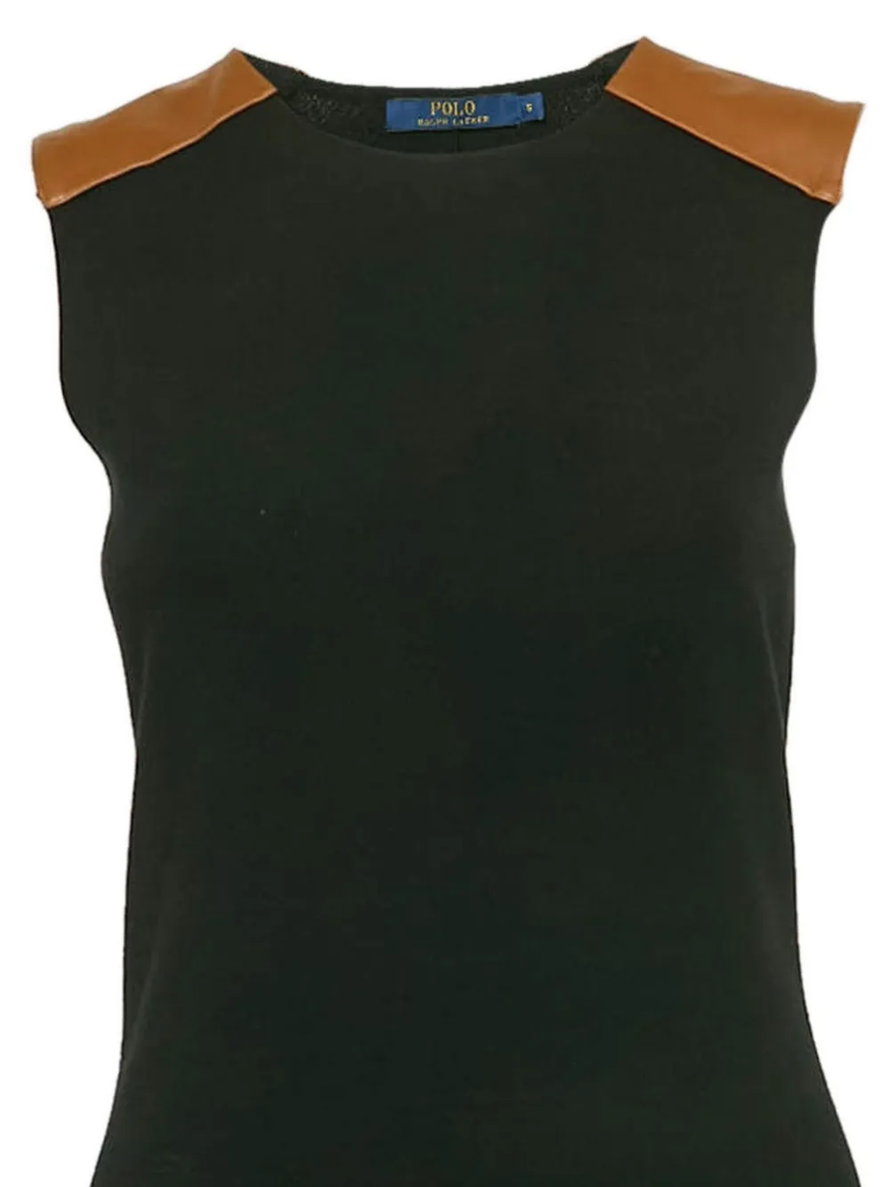 Polo Ralph Lauren Vintage Gebreide midi-jurk met leren afwerking - Zwart