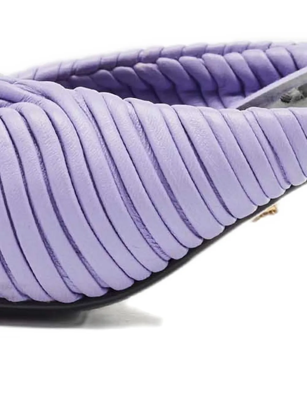 Pre-owned Versace 60mm Pleated Leather Slides In Purple