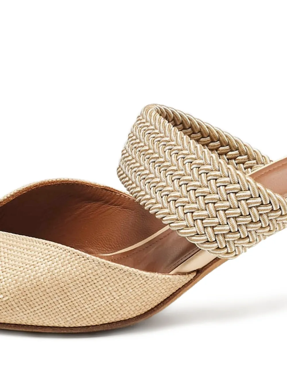 Malone Souliers 2024 raffia muiltjes met geweven bandje - Beige