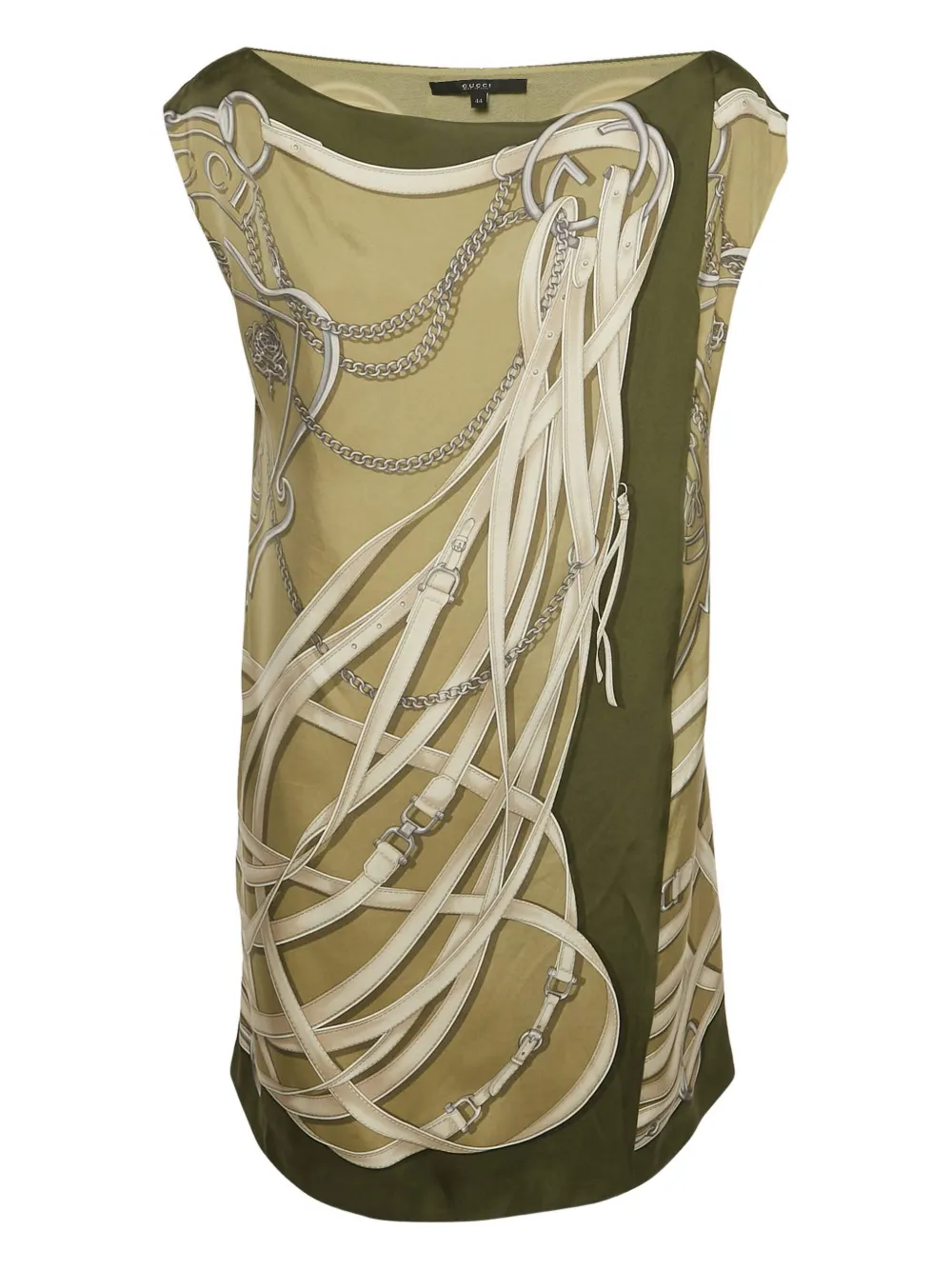 Gucci Pre-Owned vestido de seda con cadenas estampadas | verde | Image 1
