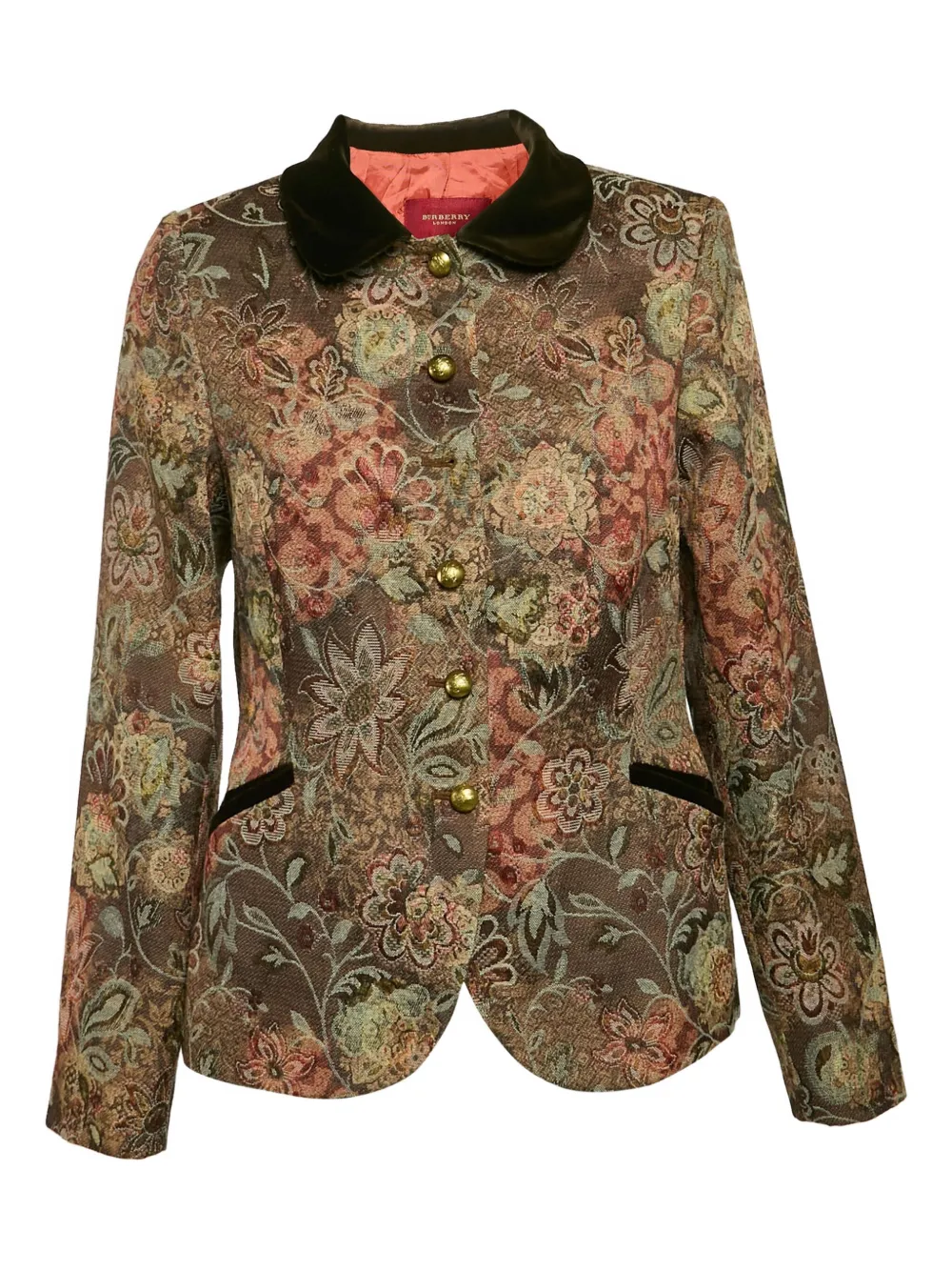 Pre-owned Burberry Jacquard Floral-pattern Jacket In Green