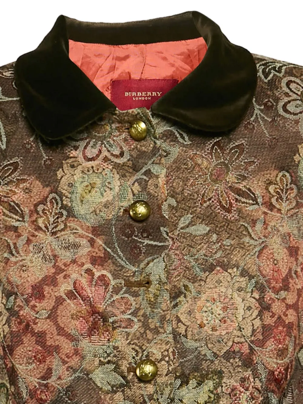 Pre-owned Burberry Jacquard Floral-pattern Jacket In Green