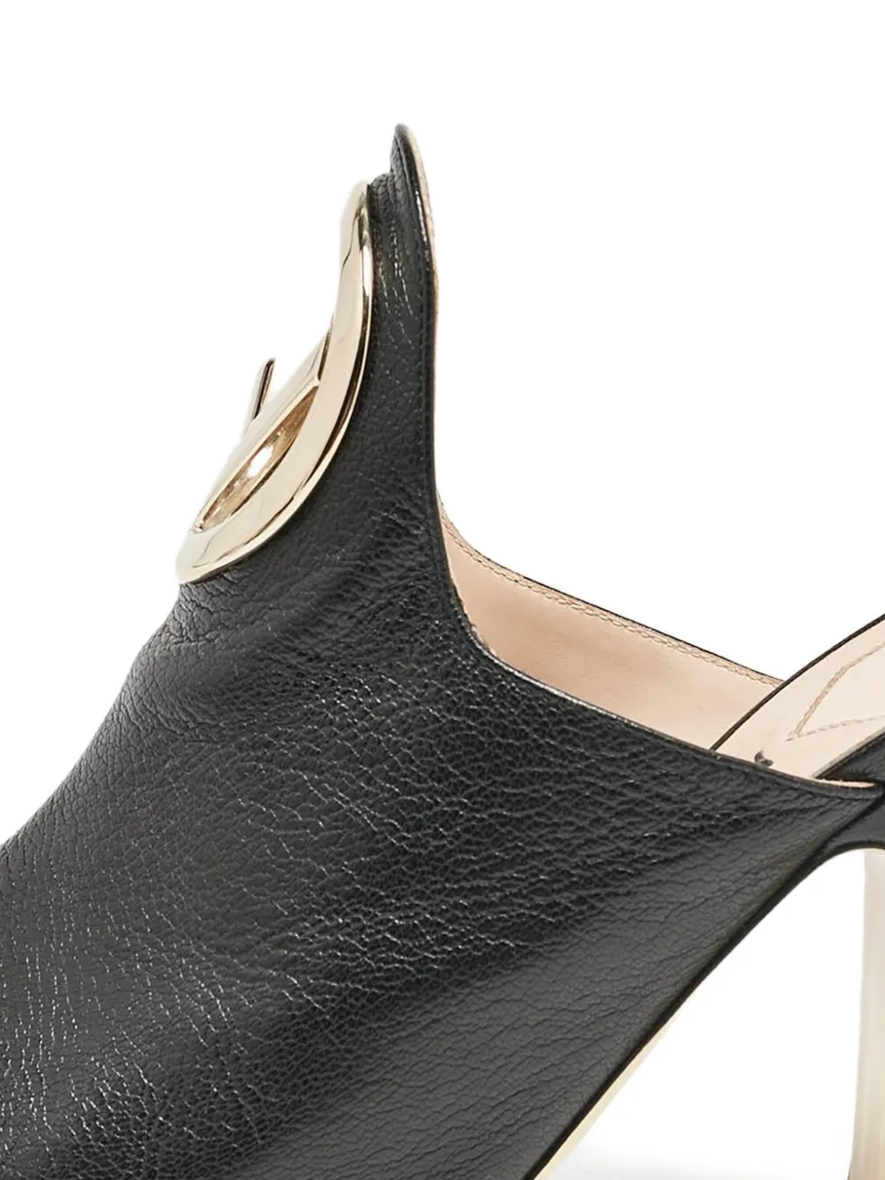 Fendi Pre-Owned 105 mm leren sandalen met logodetail - Zwart