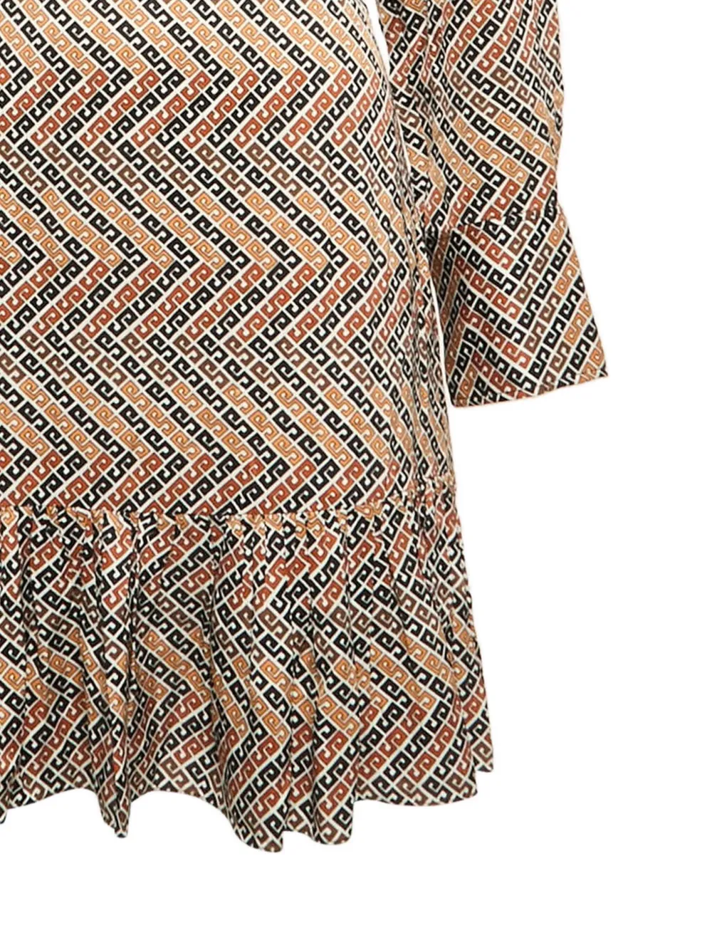 SANDRO Satijnen jurk met geometrisch patroon - Beige