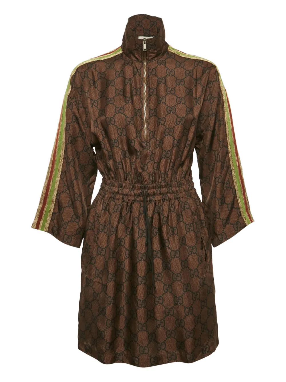 Gucci Pre-Owned Abito in seta con monogramma GG - Marrone